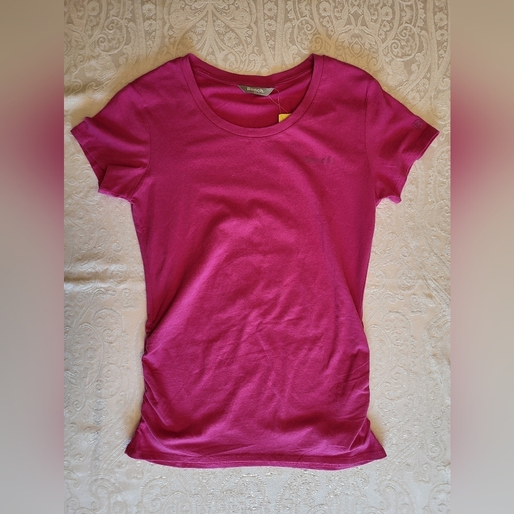 Bench Pink Fitted Short Sleeve T-Shirt with Ruching on Sides, Small, NWT